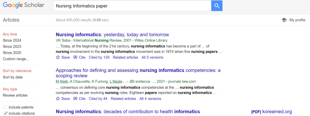 nursing informatics paper